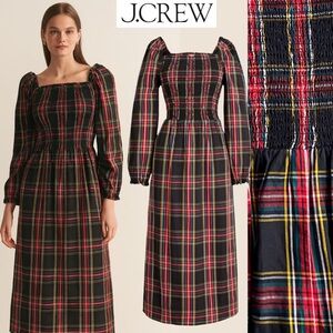 EUC J. Crew Women's Plaid Dress - Black and Red